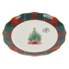 Breakfast/Side Plate With Christmas Tree & Tartan Edge Breakfast/Side Plate With Christmas Tree & Tartan Edge