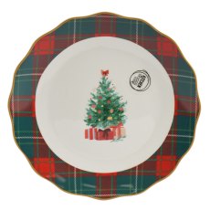 Breakfast/Side Plate With Christmas Tree & Tartan Edge Breakfast/Side Plate With Christmas Tree & Tartan Edge
