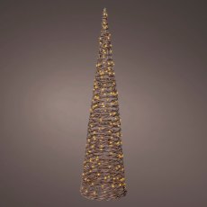 Micro LED Wicker Cone Brown With Classic White Lights 90cm
