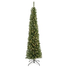 7ft/210cm Prelit Pencil Pine Christmas Tree Green