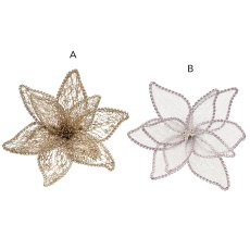 Poinsetta On Clip With Glitter & Sequins (Choice Of 2) Poinsetta On Clip With Glitter & Sequins (Choice Of 2)