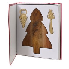 Tree Shaped Cutting Board With Cheese Knife & Bottle Opener Tree Shaped Cutting Board With Cheese Knife & Bottle Opener