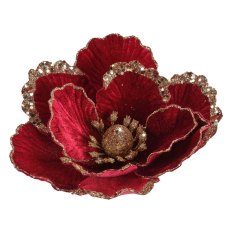 Magnolia Flower On Clip Oxblood 23cm Magnolia Flower On Clip Oxblood 23cm
