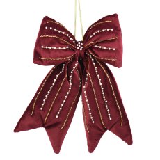 Polyester Bow With Pearls Burgundy 40cm Polyester Bow With Pearls Burgundy 40cm