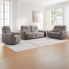 Camden 2 Seater Sofa Electric Reclining Fabric Stone