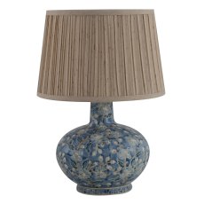 Cleo Table Lamp Blue Base With Beige Speckled Pleated Shade Cleo Table Lamp Blue Base With Beige Speckled Pleated Shade