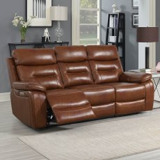 Bassano 3 Seater Electric Reclining Sofa Leather Tan Bassano 3 Seater Electric Reclining Sofa Leather Tan
