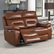 Bassano 2 Seater Electric Reclining Sofa Leather Tan Bassano 2 Seater Electric Reclining Sofa Leather Tan