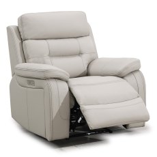Bassano Electric Reclining Armchair Leather Light Grey Bassano Electric Reclining Armchair Leather Light Grey