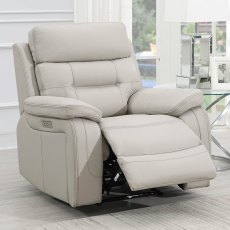 Bassano Electric Reclining Armchair Leather Light Grey Bassano Electric Reclining Armchair Leather Light Grey