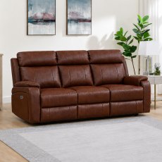 Formello 3 Seater Electric Reclining Sofa Leather Tan Formello 3 Seater Electric Reclining Sofa Leather Tan