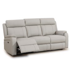 Formello 3 Seater Electric Reclining Sofa Leather Light Grey Formello 3 Seater Electric Reclining Sofa Leather Light Grey