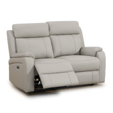 Formello 2 Seater Electric Reclining Sofa Leather Light Grey Formello 2 Seater Electric Reclining Sofa Leather Light Grey