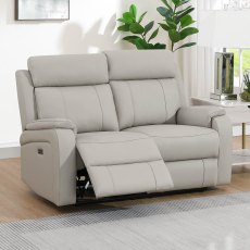 Formello 2 Seater Electric Reclining Sofa Leather Light Grey Formello 2 Seater Electric Reclining Sofa Leather Light Grey