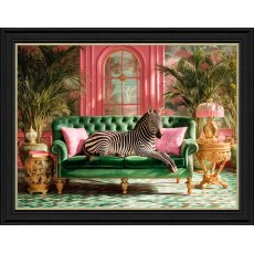 Tropical Lounging Zebra 90cm x 70cm Picture Black Frame Tropical Lounging Zebra 90cm x 70cm Picture Black Frame