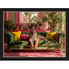 Tropical Lounging Tiger 110cm x 84cm Picture Black Frame Tropical Lounging Tiger 110cm x 84cm Picture Black Frame
