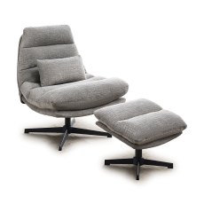Pichu Swivel Chair & Footstool Fabric Grey Pichu Swivel Chair & Footstool Fabric Grey