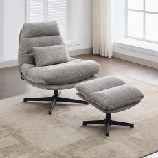 Pichu Swivel Chair & Footstool Fabric Grey Pichu Swivel Chair & Footstool Fabric Grey