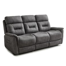 Francesco 3 Seater Electric Reclining Sofa Faux Suede Grey Francesco 3 Seater Electric Reclining Sofa Faux Suede Grey