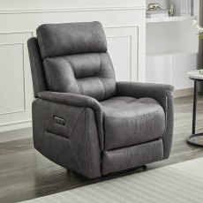 Francesco Electric Reclining Armchair Faux Suede Grey Francesco Electric Reclining Armchair Faux Suede Grey