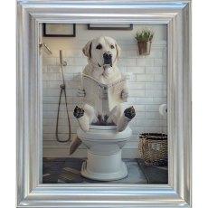 Labrador on Toilet 50cm x 40cm Framed Picture