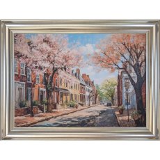 Quiet Town in Spring 80cm x 60cm Picture Silver Frame