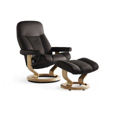 Consul Small Chair With Classic Base + Footstool Batick Leather Consul Small Chair With Classic Base + Footstool Batick Leather