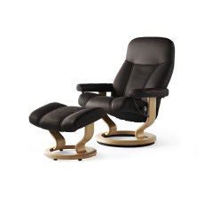 Consul Small Chair With Classic Base + Footstool Cori Leather Consul Small Chair With Classic Base + Footstool Cori Leather