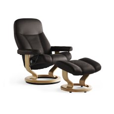 Consul Medium Chair With Classic Base + Footstool Batick Leather Consul Medium Chair With Classic Base + Footstool Batick Leather
