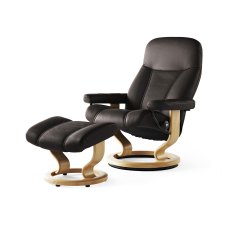 Consul Medium Chair With Classic Base + Footstool Paloma Leather Consul Medium Chair With Classic Base + Footstool Paloma Leather