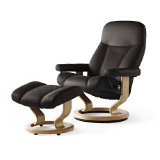 Consul Large Chair With Classic Base + Footstool Cori Leather Consul Large Chair With Classic Base + Footstool Cori Leather