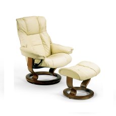 Mayfair Small Chair With Classic Base + Footstool Cori Leather Mayfair Small Chair With Classic Base + Footstool Cori Leather
