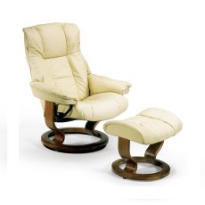 Mayfair Medium Chair With Classic Base + Footstool Cori Leather Mayfair Medium Chair With Classic Base + Footstool Cori Leather