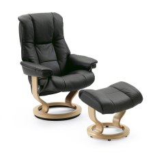 Mayfair Large Chair With Classic Base + Footstool Batick Leather Mayfair Large Chair With Classic Base + Footstool Batick Leather