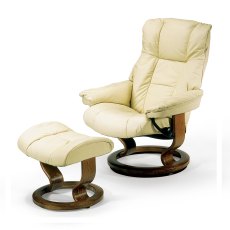 Mayfair Large Chair With Classic Base + Footstool Cori Leather Mayfair Large Chair With Classic Base + Footstool Cori Leather