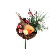 Robin In Nest Pick 18cm