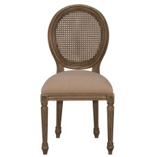 Georgia Rattan Back Dining Chair With Beige Fabric Seat Pad Rustic Brown