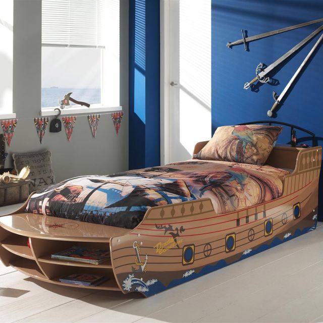 Vipack Pirate Single 90cm Boat Bed, Ship Bed Frame