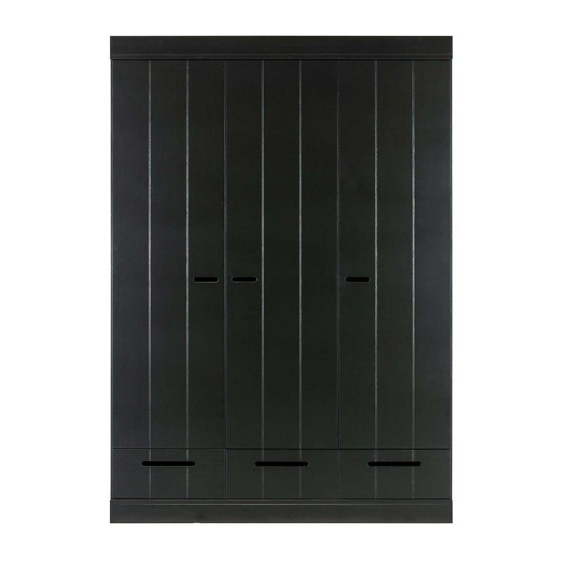 Connect 3 Door Drawer Cabinet Black Unassembled