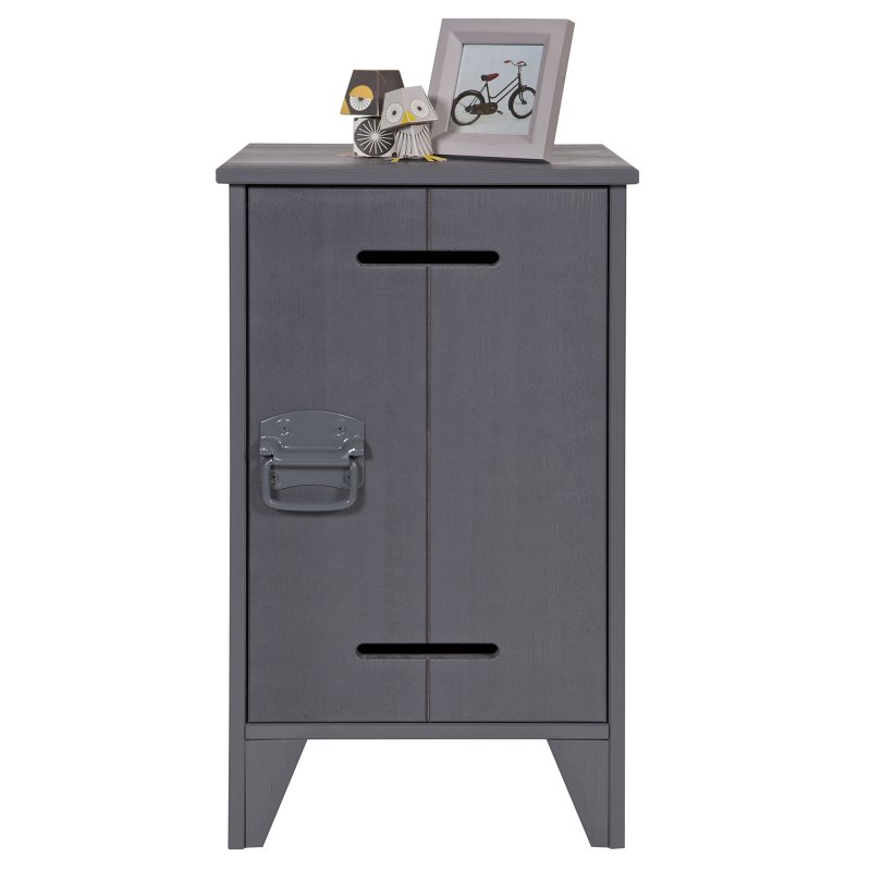 WOOOD Kluis 1 Door Bedside Locker Steel Grey
