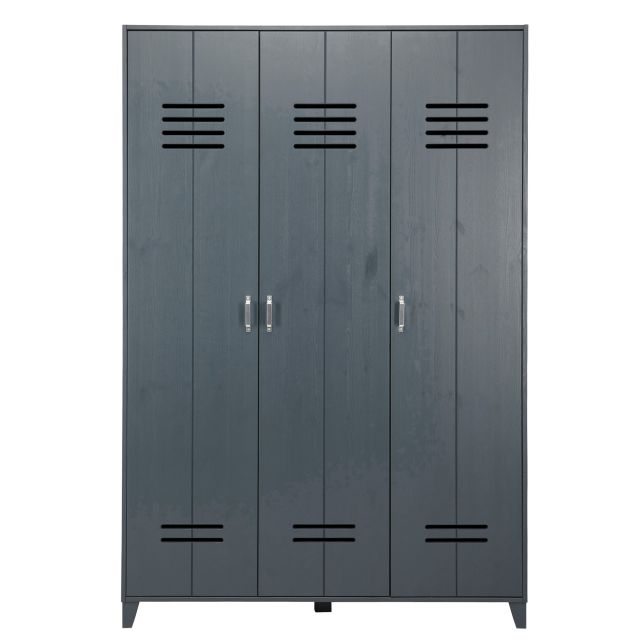 Woood Locker 3 Door Gym Locker Wardrobe Black