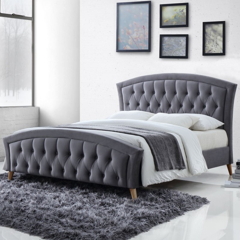 Stella Double (135cm) Bedstead Fabric Grey