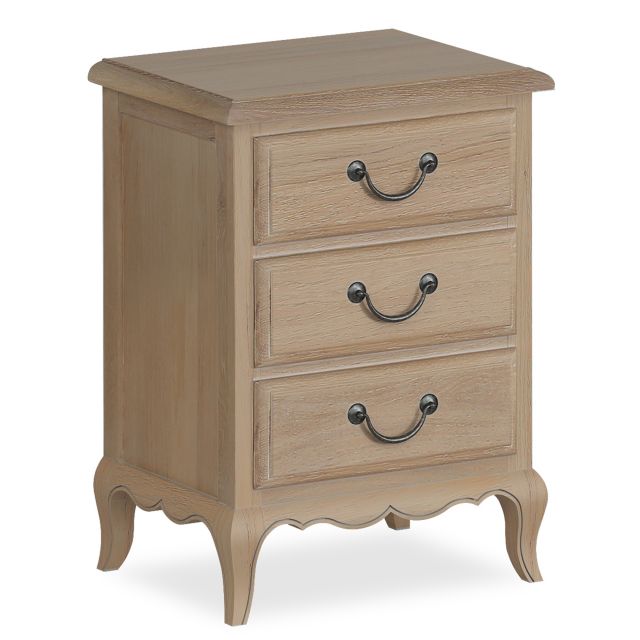 Ellie 3 Drawer Bedside Locker White Oil With Antique Handles All
