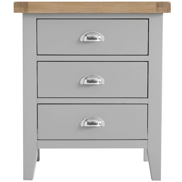 Tilly Extra Large 3 Drawer Bedside Locker Grey All Bedroom
