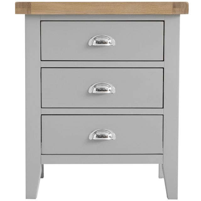 Tilly Extra Large 3 Drawer Bedside Locker Grey All Bedroom