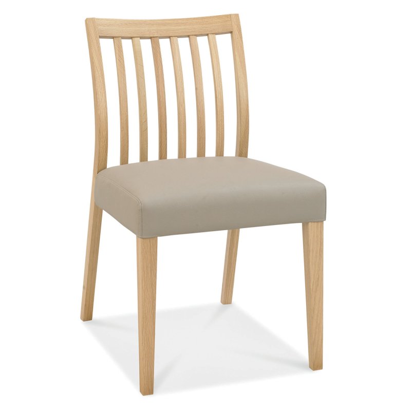 Canneto Oak Low Back Slatted Dining Chair Faux Leather