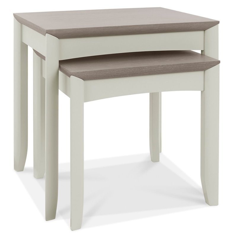 Canneto Nest Of 3 Tables Grey Washed Oak & Soft Grey