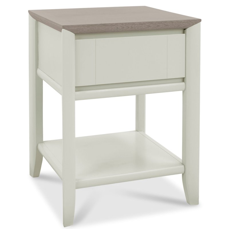 Canneto Lamp Table With Drawer Grey Washed Oak & Soft Grey