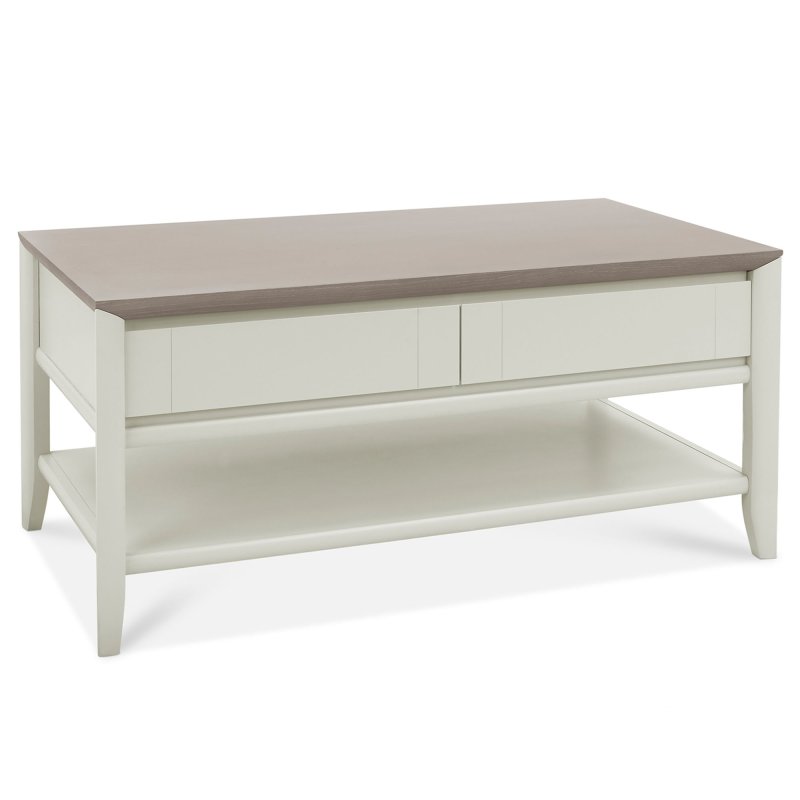 Canneto Coffee Table With Drawer Grey Washed Oak & Soft Grey