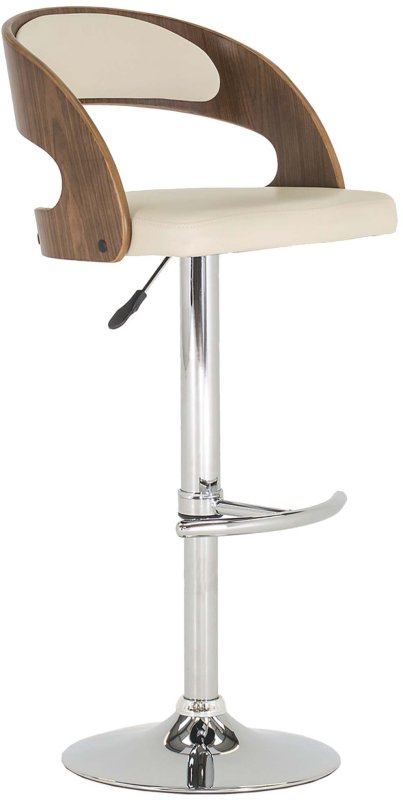 Flair High/Low Gas Lift Bar Stool Cream & Walnut